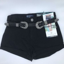 Boom Boom Jeans Shorts NWT Black High Rise Belt Size 9 29" waist