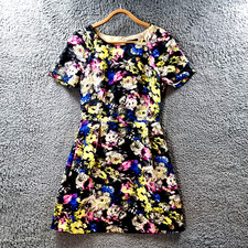 New Look Womens Dress Szie 12 Multicoloured Floral Short Sleeve A-Line