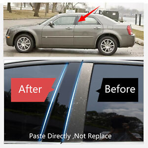 6XStainlessCar Window Center Pillar Post Cover Trim For 2003-2011 Chrysler 300C