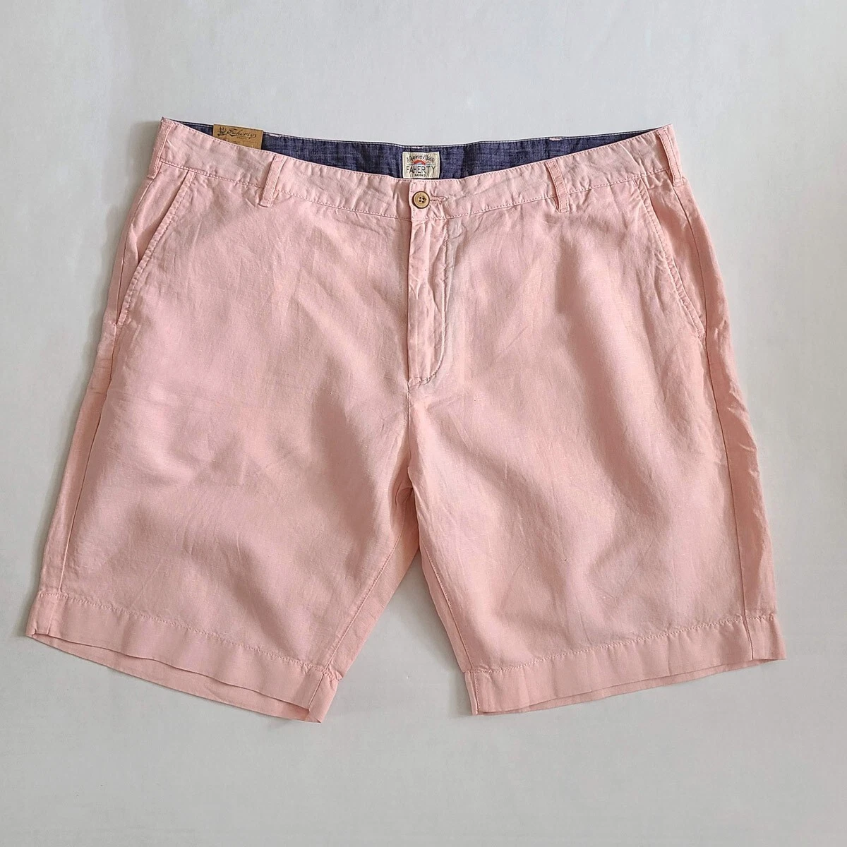 Faherty Cotton Linen Chino Shorts Men 38 Malibu 9 Inseam Pants $98