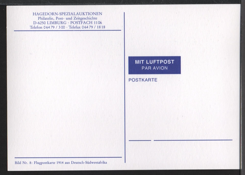 ✔️ ALEMANIA IMPERIO África Sudoeste Alemana REIMPRESIÓN POSTAL MODERNA Foto 2 de 2