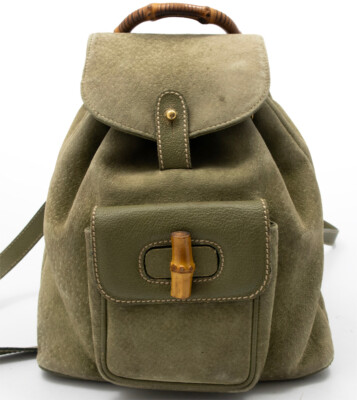 GUCCI RUCKSACK BACKPACK BAMBUS BAMBOO HANDTASCHE HAND BAG TASCHE WILDLEDER RAR