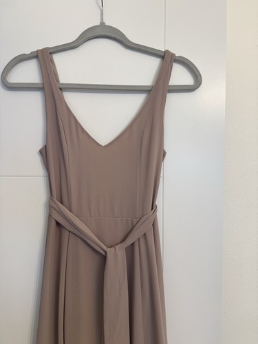 Maxi Vestido Show Me Your Mumu Jenn Suave Beige Rosa Gasa Talla XS Dama de honor - Imagen 5 de 8