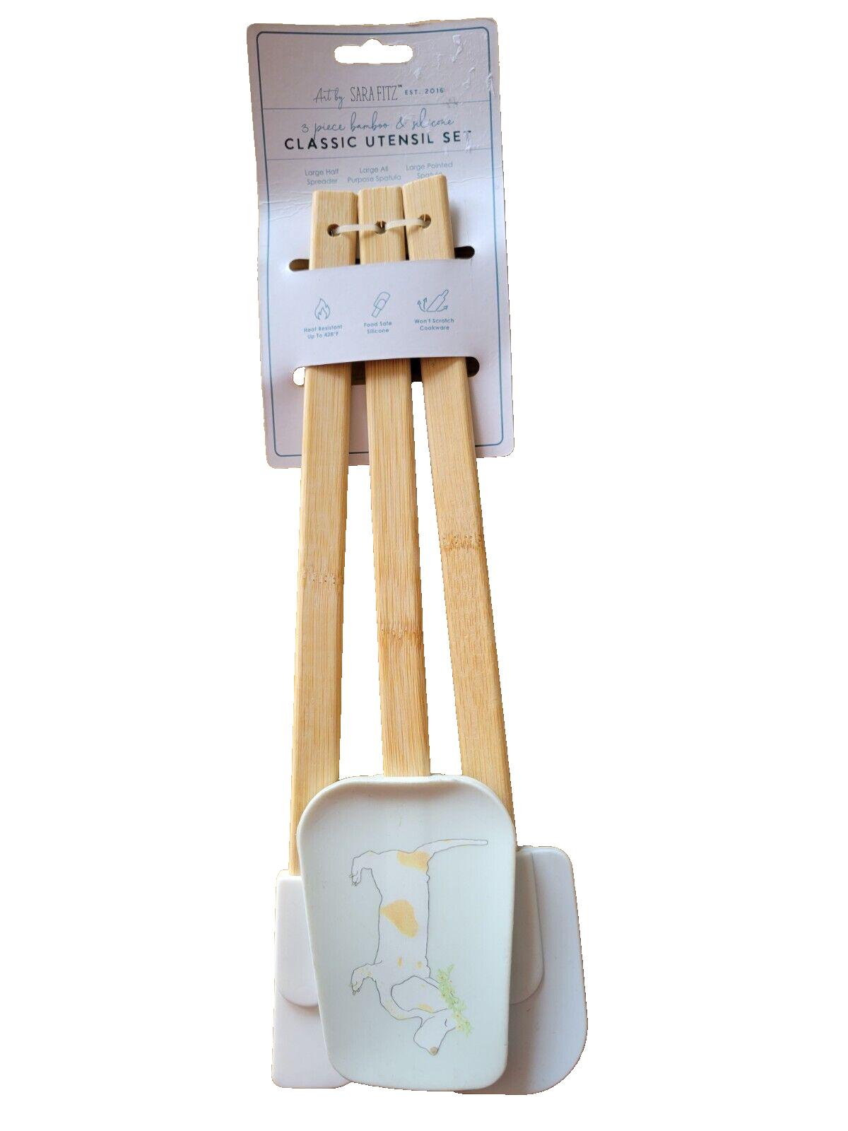 Sara Fitz 3 Piece Classic Utensil Set Spreader/Spatulas w/Bassett Hound