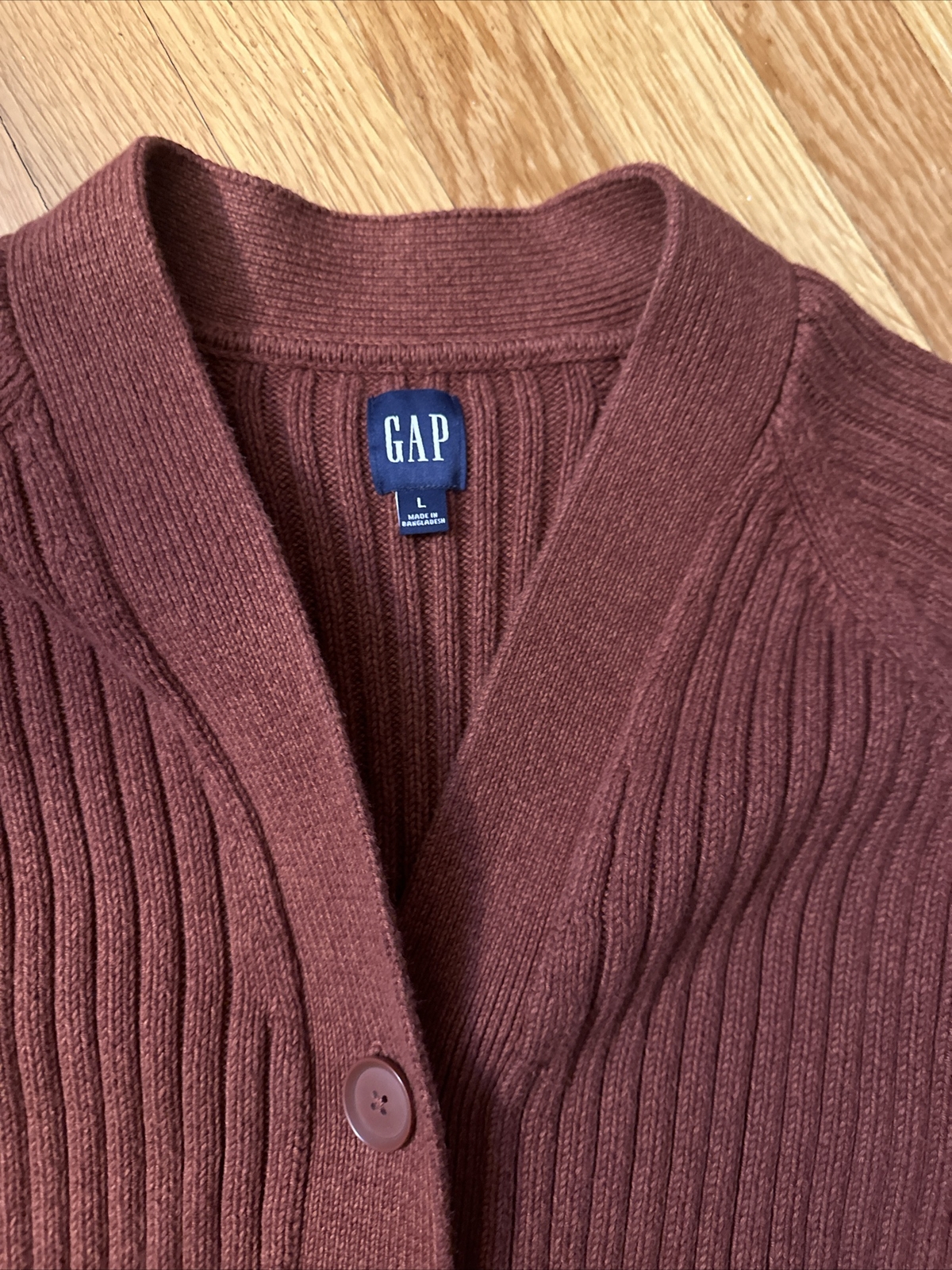 Gap Chunky Knit Ribbed Button Front Cardigan L Bu… - image 4
