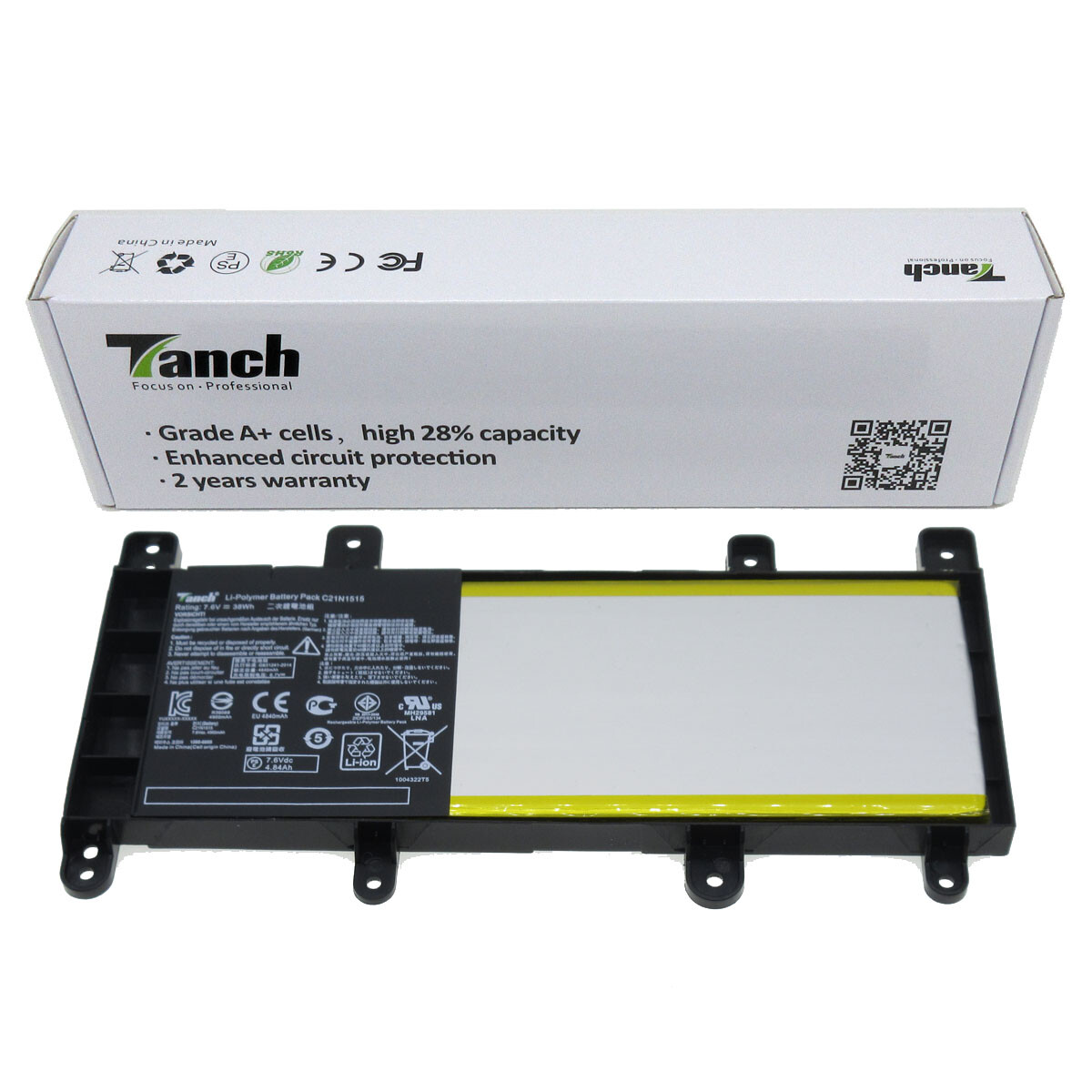 Batterie 38Wh Pour ASUS X756U Series - Modèle C21N1515 - Compatible Multiple Références