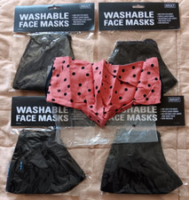 AFRM Black Pink Polka Dot Face Fabric Mask Lot Reusable Travel Luggage Purse