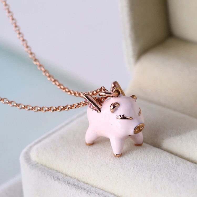 Kate Spade New York Flying Pink Pig Mini Pendant Necklace Fashion Jewelry Gift