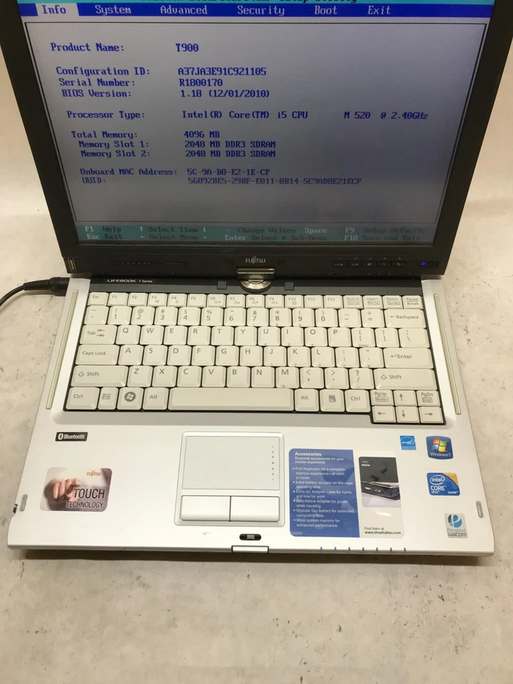 Fujitsu LifeBook T900 13.3" Intel i5-520M 2.4GHz 4GB RAM NO HDD/OS NO BATT - DW - Image 3 of 4