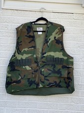 Duck Bay Mens Medium Vintage Game Hunting Vest Cotton Camo Back Pouch