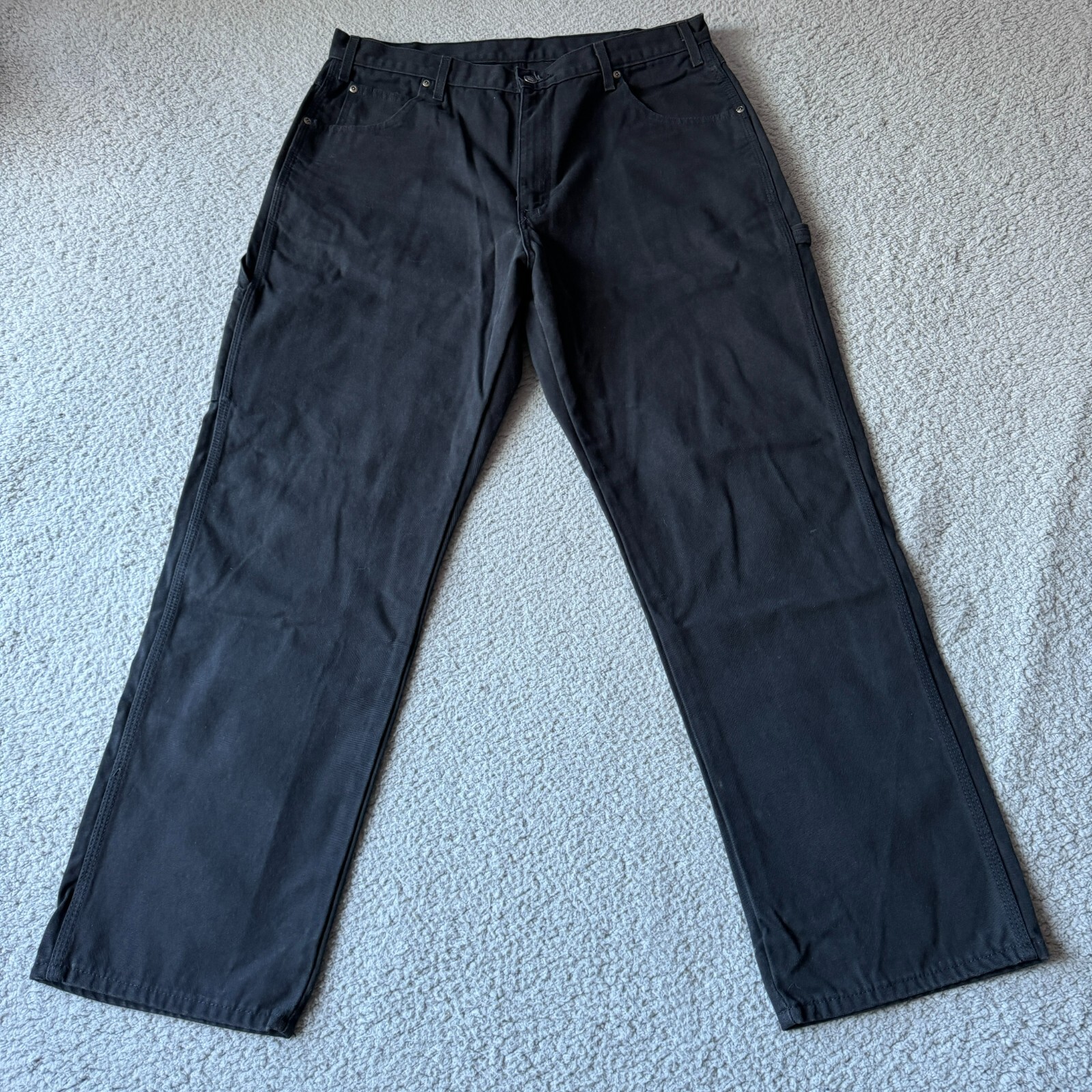 NEW Vintage Dickies Jeans Mens 36x31.5 Black Carpenter Canvas Straight Casual