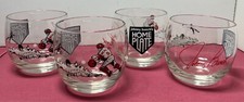 4 VTG Johnny Bench Home Plate Restaurant Roly Poly Glasses 1 has a crack