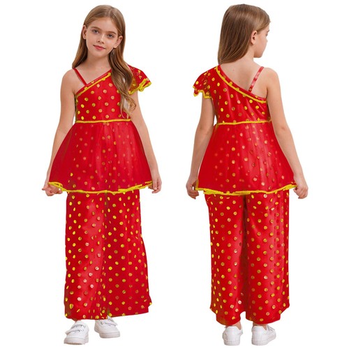 Kids Girls Pants Suit Indian Overalls Overlay Dressy Special Jumpsuit Salwar - Picture 34 of 46