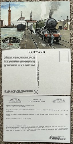 Grimsby Town Fußballzug unbenutzte Postkarte mit Infokarte