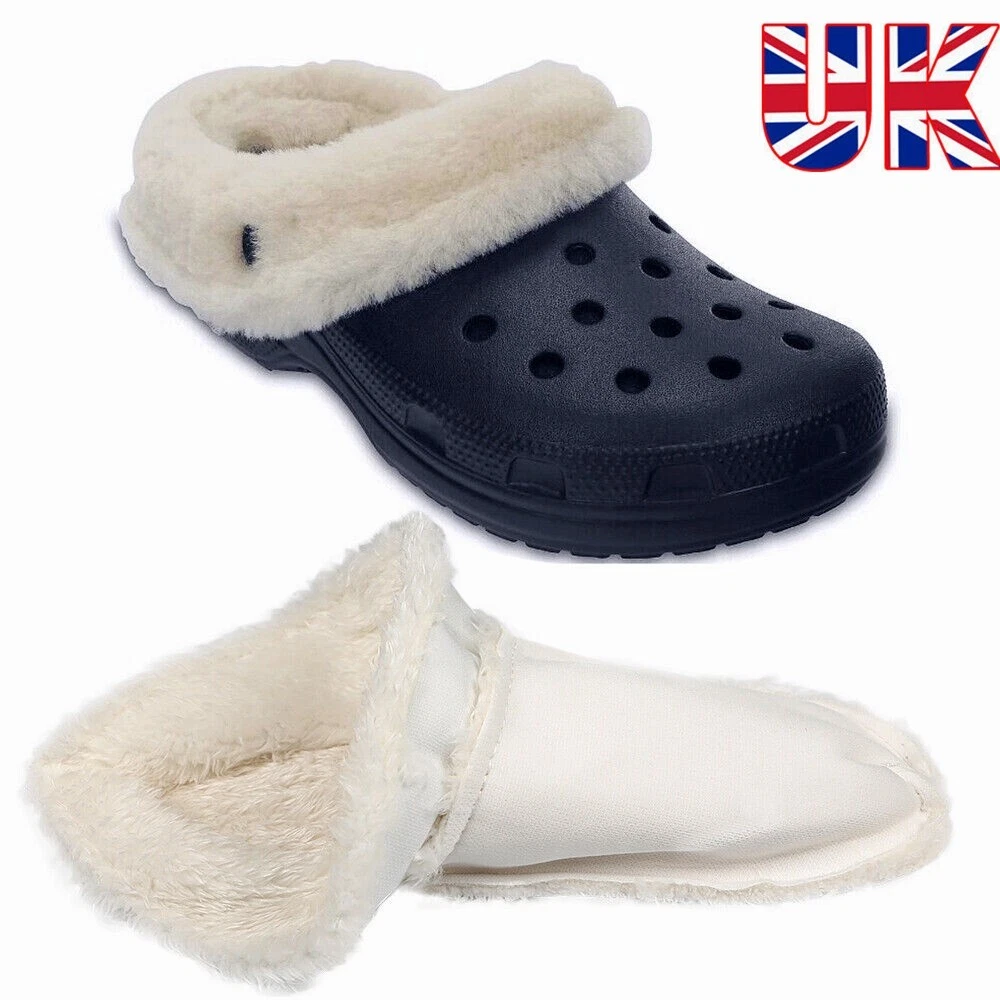 Furry store white crocs