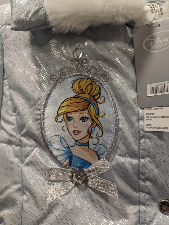 🏰 JAQUETA BUFANTE AZUL/BRANCO CINDERELA CINDERELA MENINAS LOJA DISNEY 7/8 🔥NOVA COM ETIQUETAS - Imagem 4 de 4
