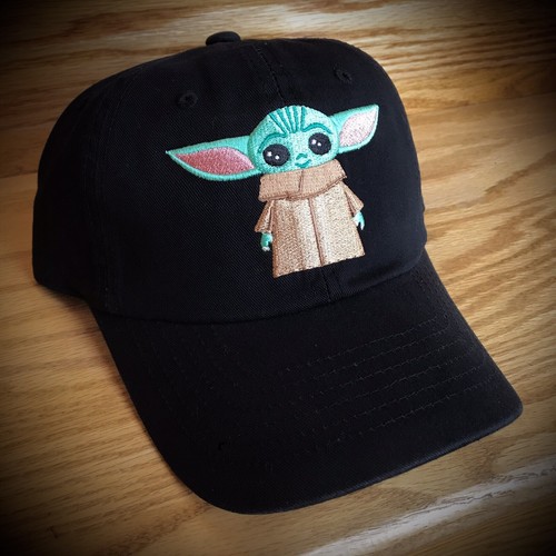 adult BABY YODA DAD HAT black relaxed 
