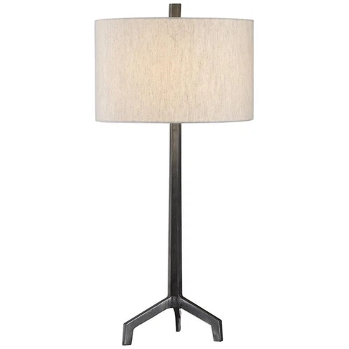 Uttermost Ivor Steel and Fabric Table Lamp in Gray and Light Beige - Picture 1 of 4