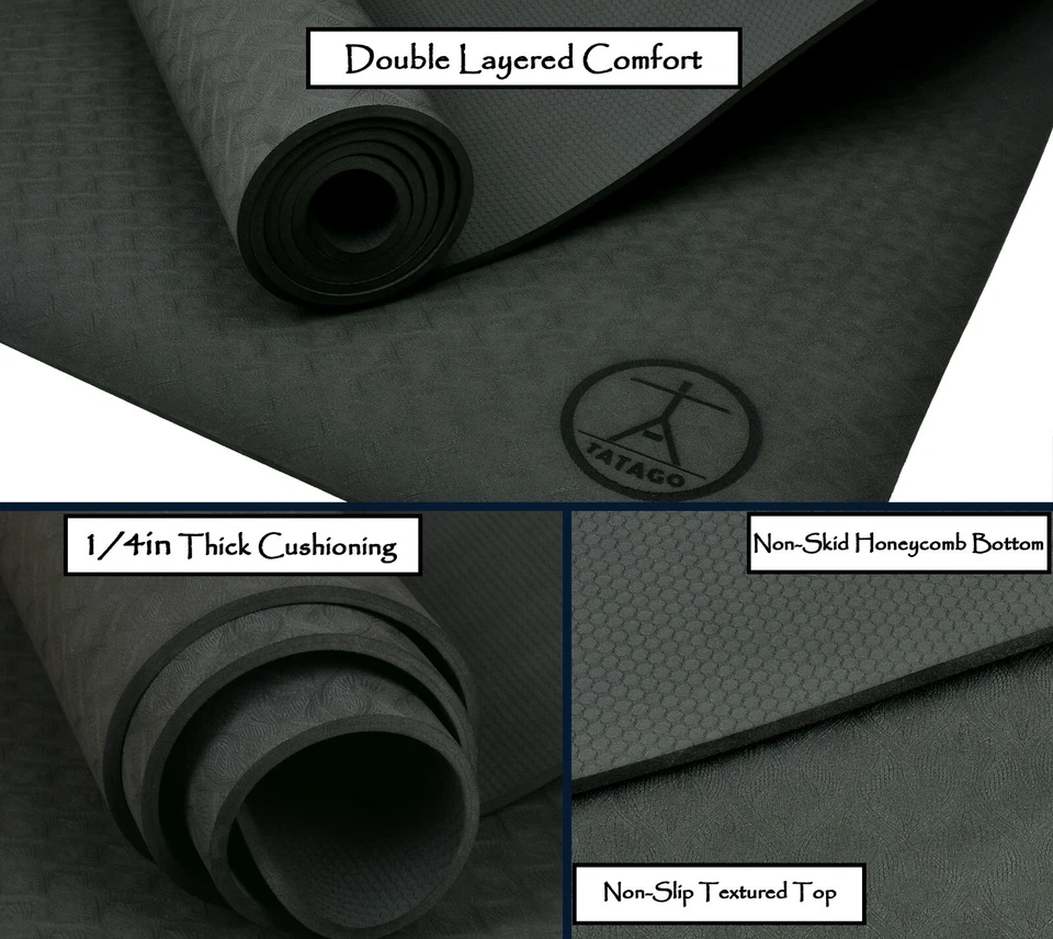 Yoga Mat Thick & Long for Home Workout. 84x30 (1/4" thick) XL Exercise Mat - Image 4 of 4