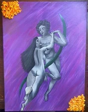 acrylic paintings original by artist on canvas purple