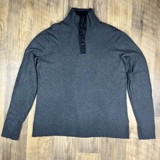 Banana Republic Sweater Mens Size L Large Pullover Mock Neck Gray Button Snaps