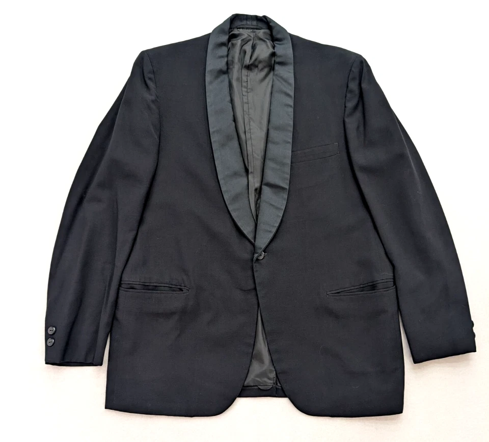 After Six Vintage Men's Tuxedo Size 42R Black Pants Sz 38x30 Formal Wedding - Image 2 of 4