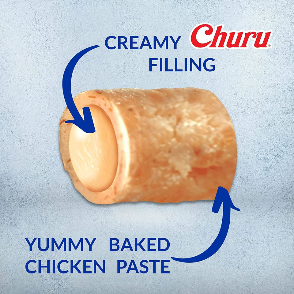 INABA Churu Bites Dog Treat, GrainFree, Baked Chicken Filled with