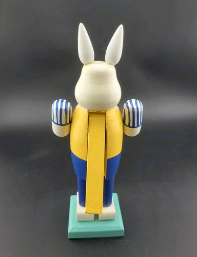 Lillian Vernon~Wooden Bunny Nutcracker~Folk Art Rabbit Rare! 8.5"×2.5" - Picture 3 of 12
