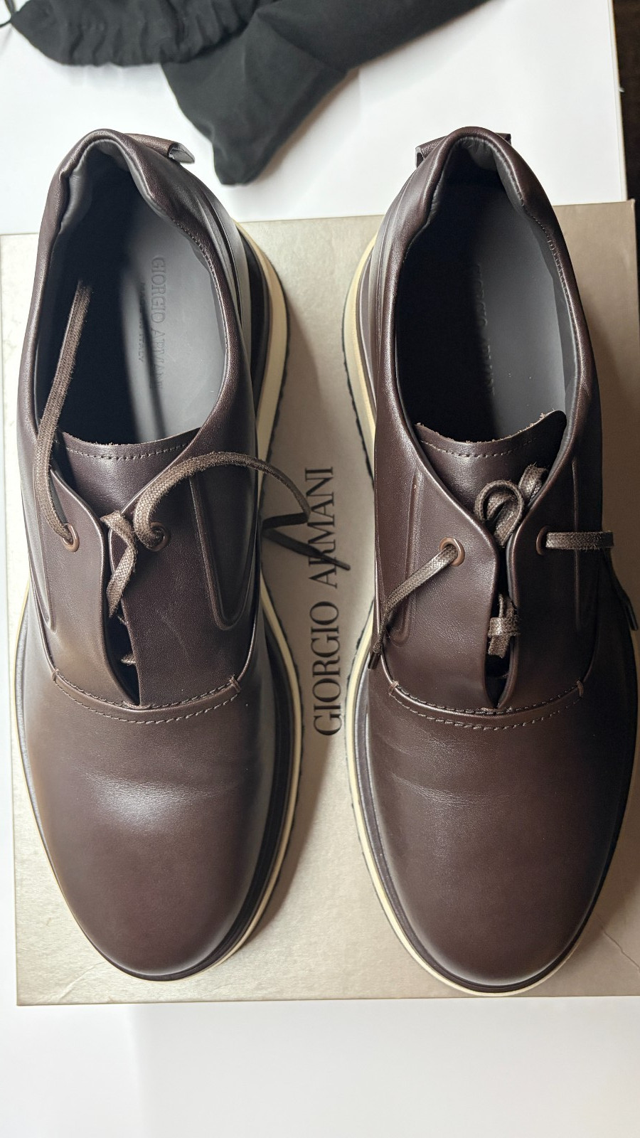 Giorgio Armani Men's Leather Derby Sneakers Sz 11M NEW w/ Box image 2