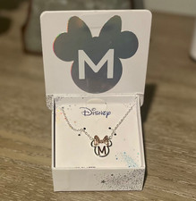 Disney Minnie Mouse Silver-Plated M Pendant Necklace With Rhinestone Accents