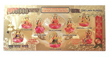 Hindu God Ma Lakshmi Laxmi Picture Banknote Om Aum Yant Lakh Rupee Rich Purse 5"
