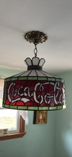 Vintage Coca-Cola Leaded Glass Hanging Shade 1970's