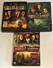 Lot (3) Pirates of Caribbean Black Pearl/Dead Man’s Chest/Worlds End DVDs; Depp