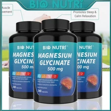 1/2/3Magnesium Glycinate Capsules 500mg For Improved Sleep Stress&Anxiety Relief