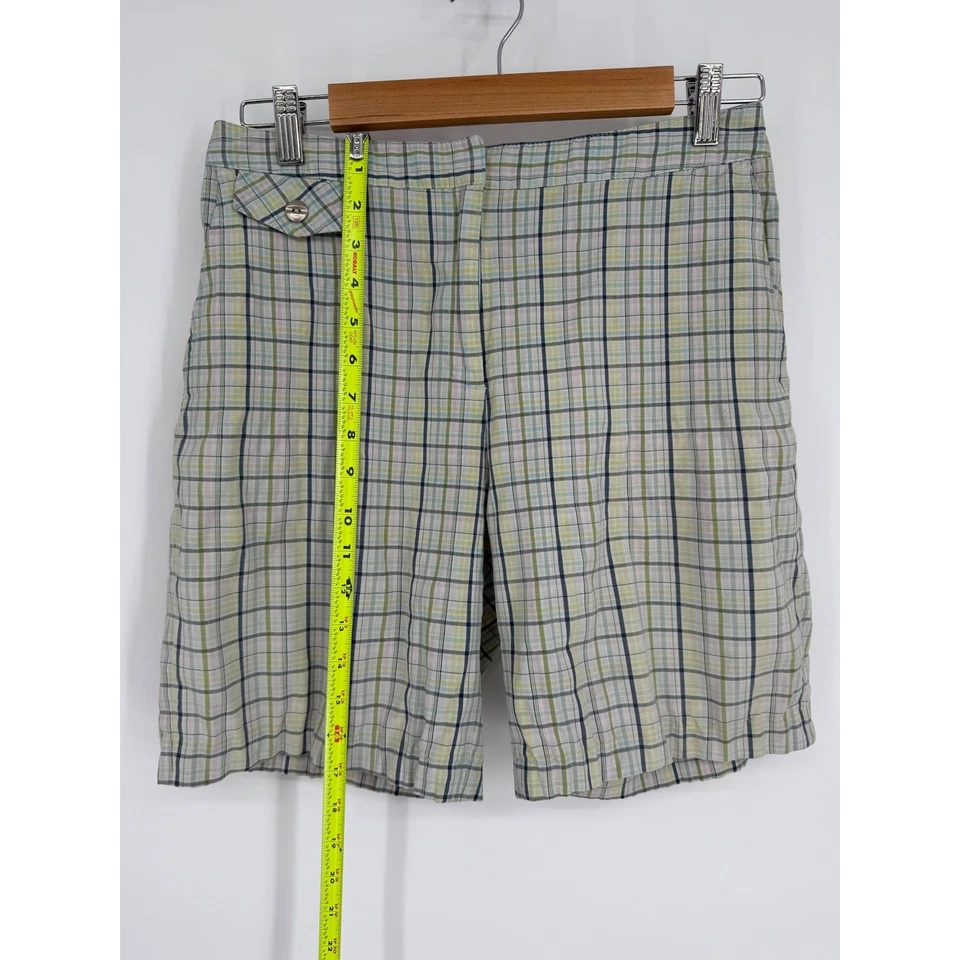 Bermudas deportivas Haley para mujer talla 6 a cuadros verde azul multicolor frente plano Foto 2 de 4