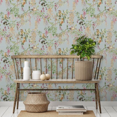 Grandeco A79303 Blue Blackberry Trail Wallpaper Country Style Wall Decor