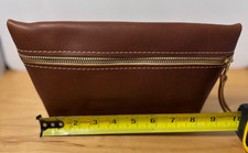 Portland Leather Goods Smooth Deep Carmel Color Makeup Bag New without Tags