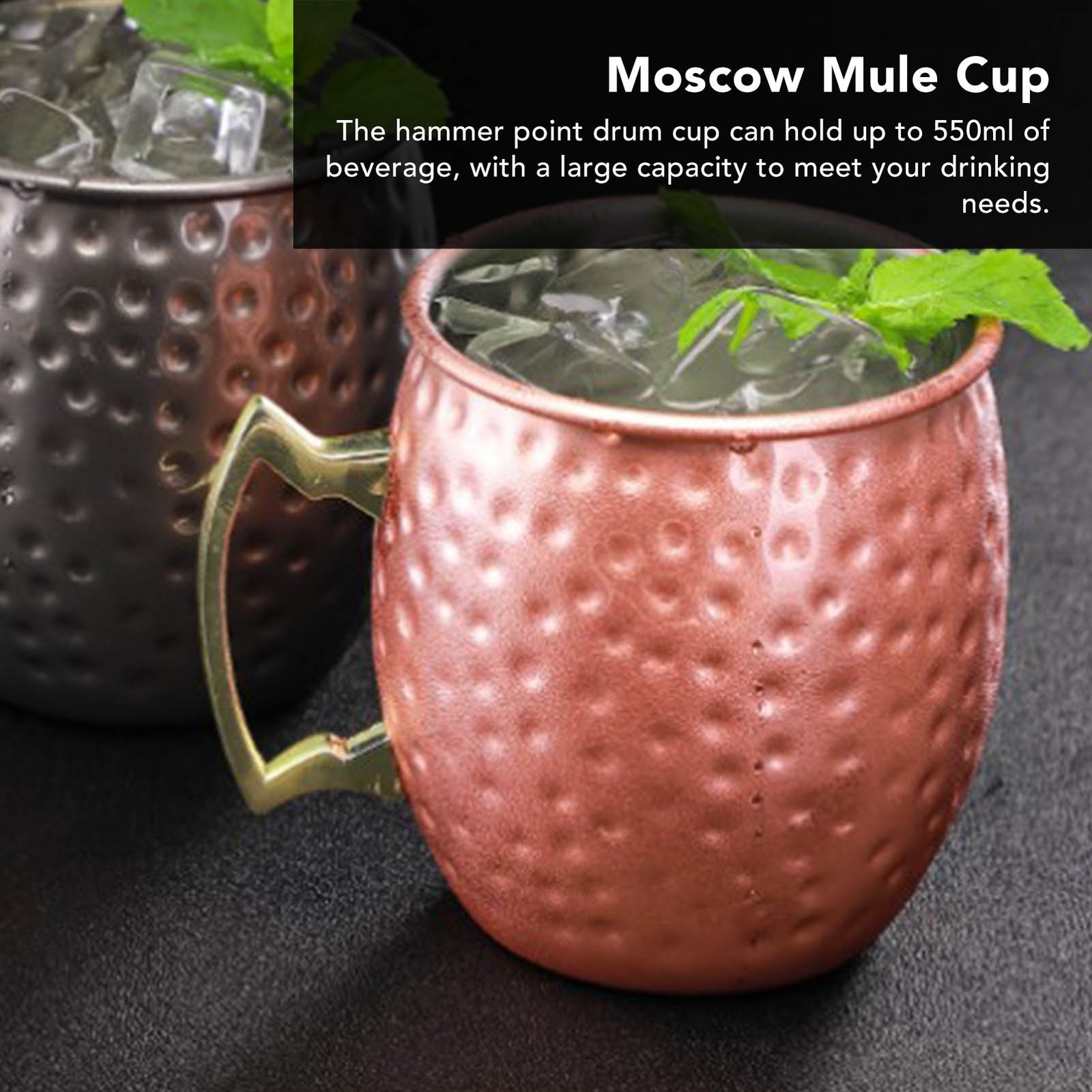 Moscow Mule Cup 550ml Stainless Steel Large Capacity Hammer Point Bar Beer Cup F