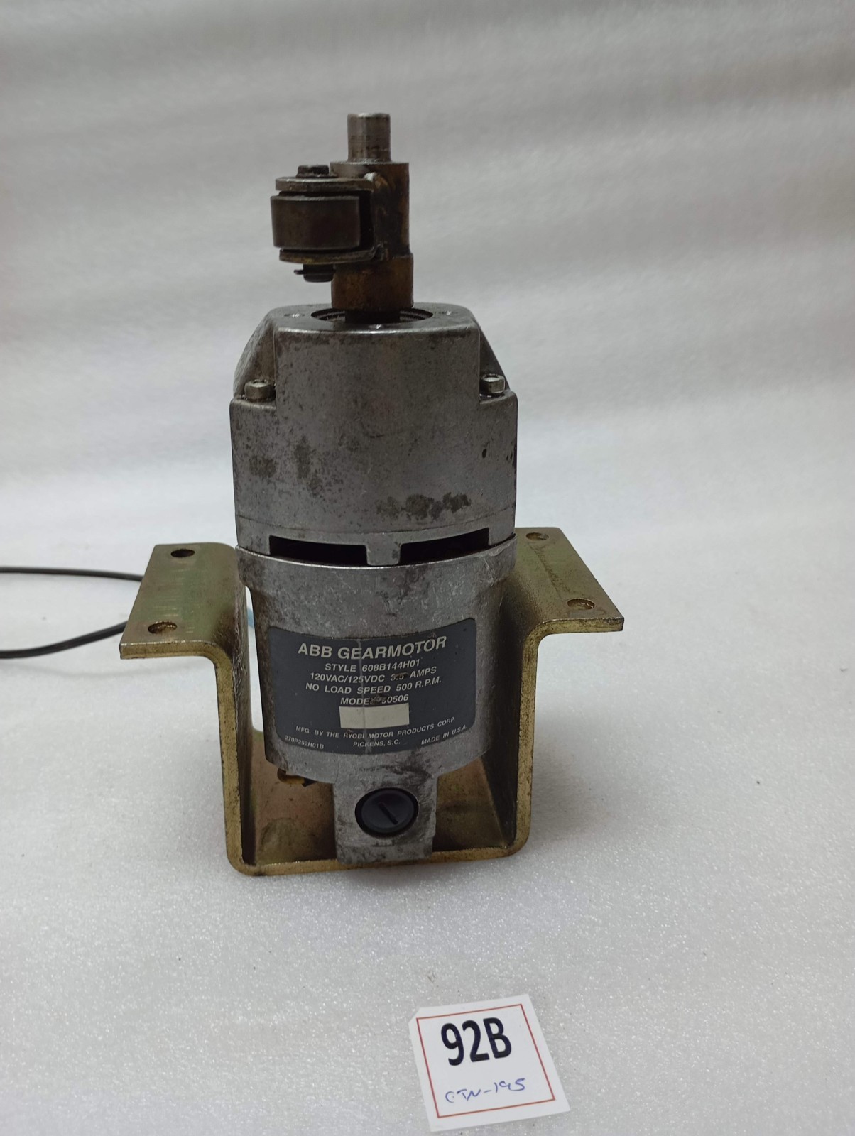 ABB/RYOBI GEARMOTOR STYLE 608B144H01 model:50506 NSNP 120VAC/125VDC 500RPM