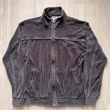 Sergio Tacchini Men's Velour Track Jacket, Black Size Large