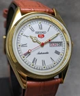 Vintage Seiko 5 Automatic 6309A Day-Date Men's Watch Green Dial Japan Made.