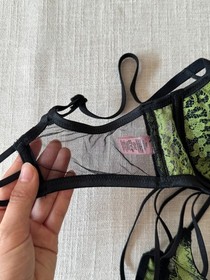 Rare New Agent Provocateur Electra Green Black Lace 2PC Set Bra 34B Thong SZ2