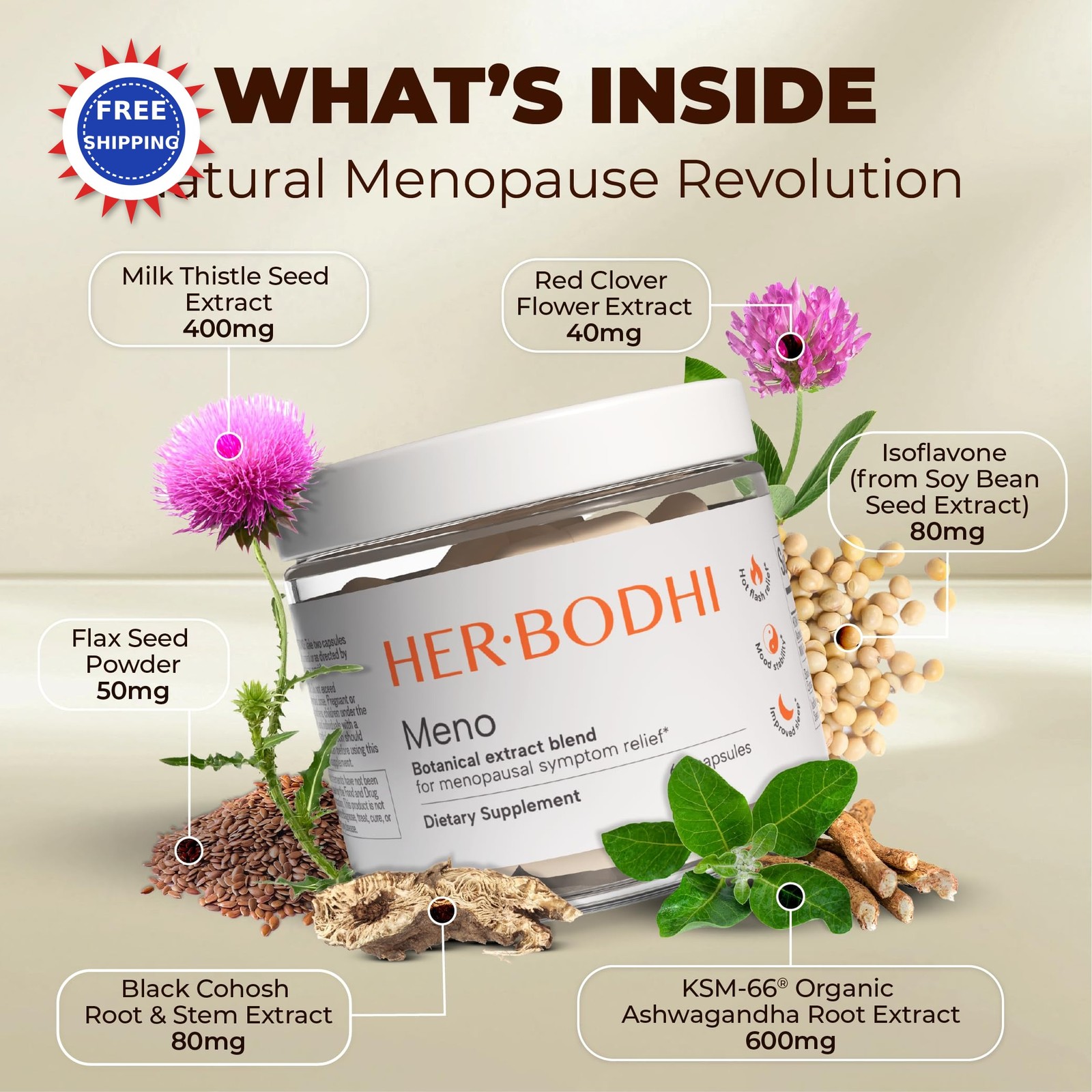 Menopause Supplement Hormonal Balance Women Estrogen Soy Isoflavones 120Caps thumbnail 6