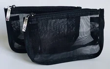 Lot of 2 New Mary Kay Black Mesh Cosmetic Makeup Bag Zipper Pouch Bags Fast Ship