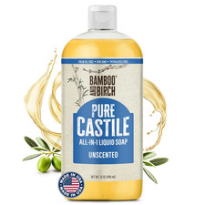 Pure Castile Soap Liquid, Certified Palm Oil Free Natural Soap, Unscented, 32 Oz