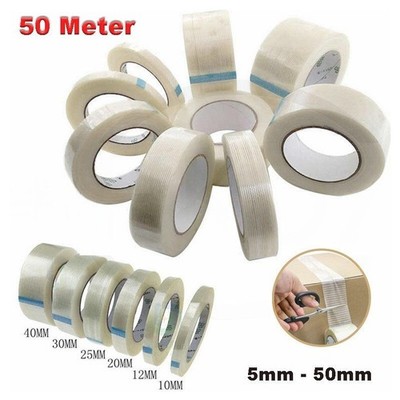 Filament Klebeband Glasfaserverstärkt 5 10 15 20 30 35 40 45 50mm x 50M Packband