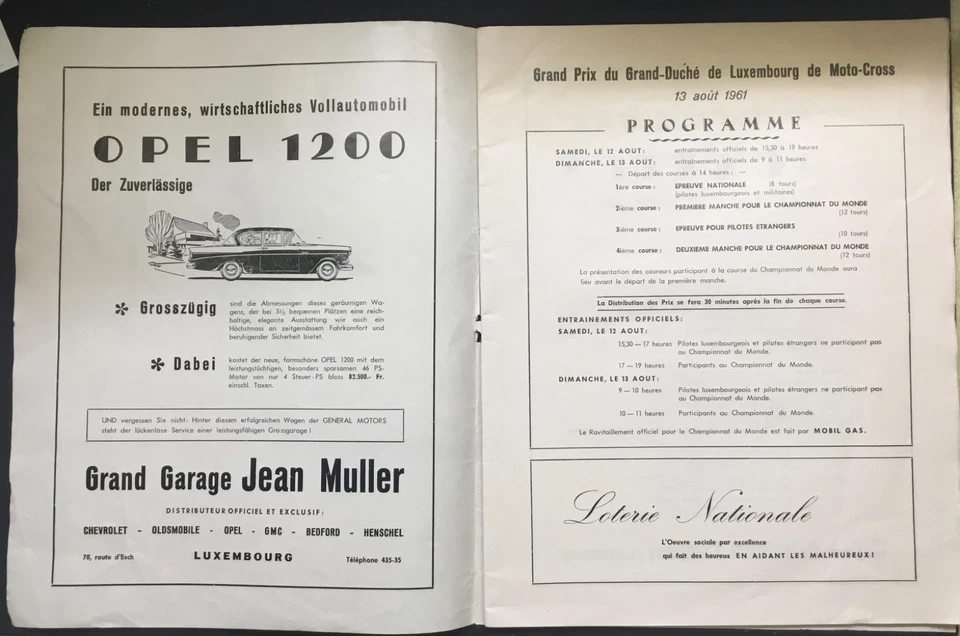 Rare 1961 French Motorcycle Racing Program Grand Prix du Grand-Duche Luxemburg - Image 4 of 4