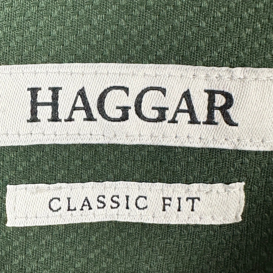 Vestido Camisa Haggar Para Hombre 17-17.5 32-33 Verde Abotonado Elastizado Calce Clásico NUEVO Foto 4 de 4