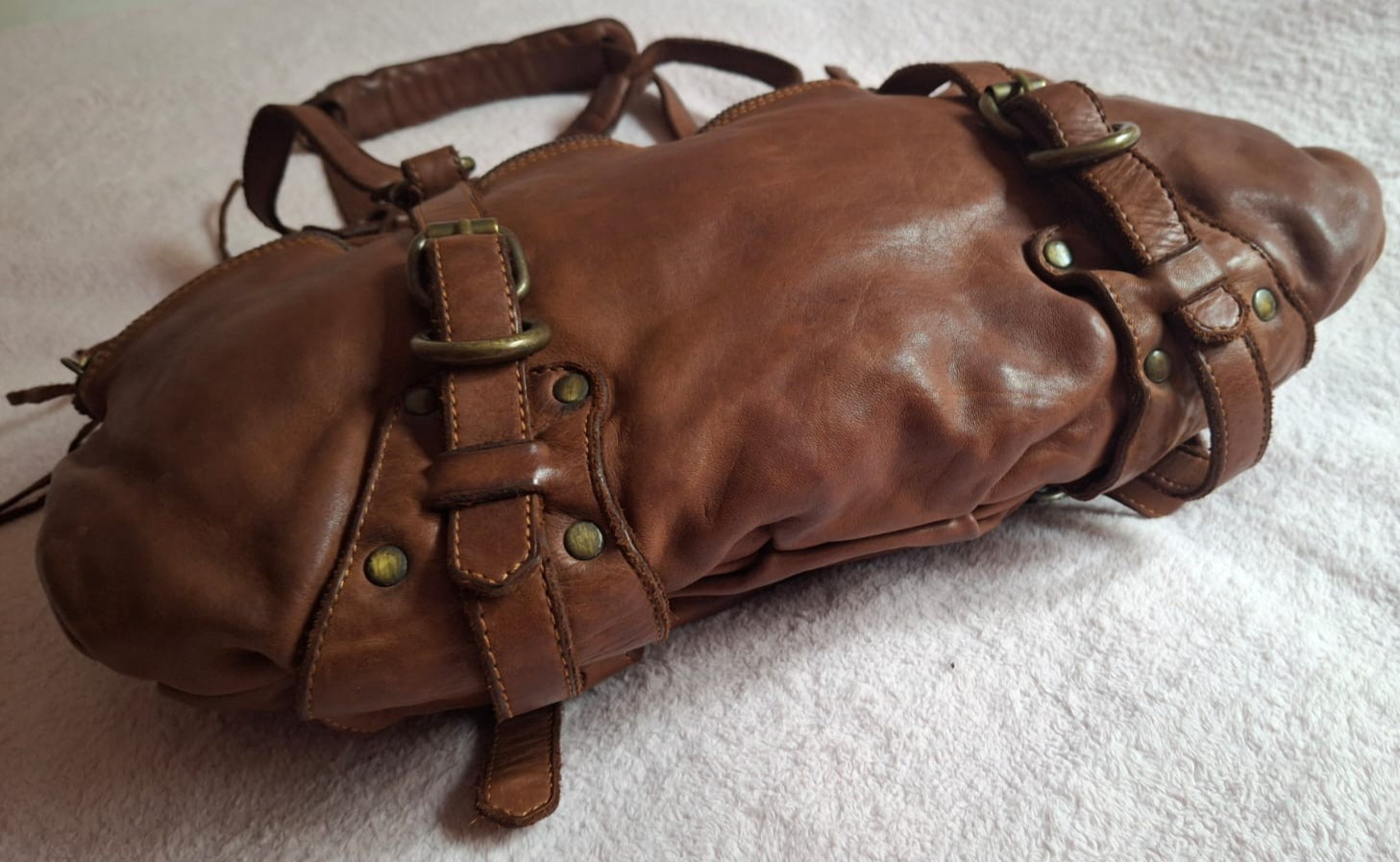 Massimo Dutti VTG Rare Brown H.quality Leather Durable Large SH.bag 6908/512/700 image 9