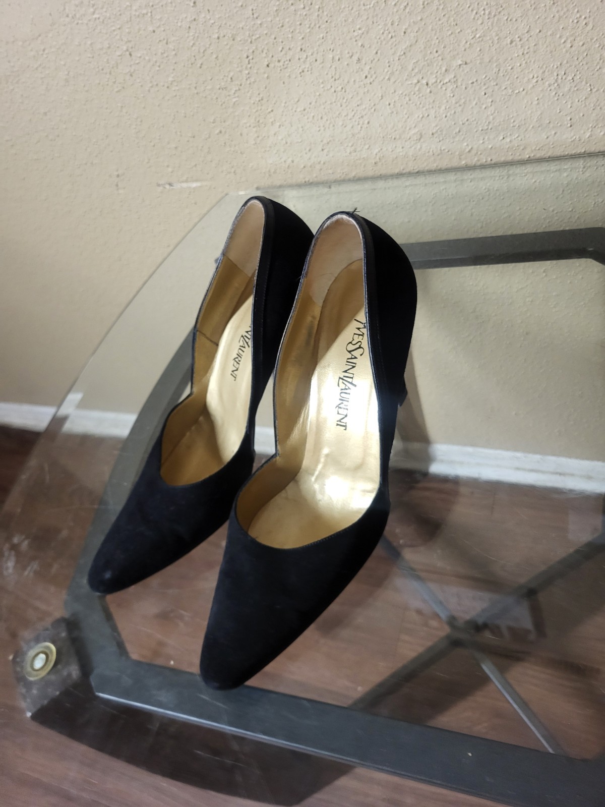 SAINT LAURENT YSL scarpe donna vintage nere scamosciate taglia 10M Italia.